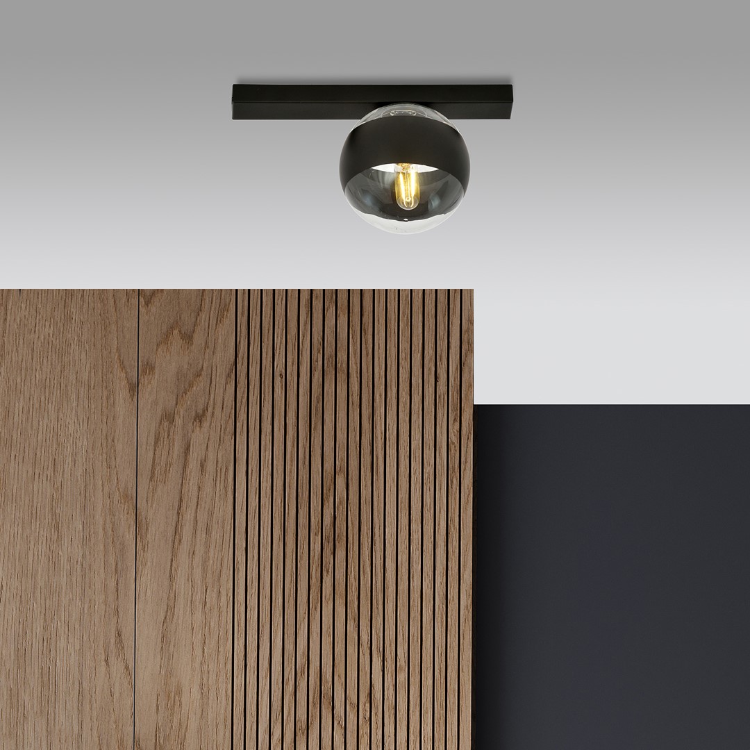 Emibig Stropna svjetiljka FIT 230V 10W MAX LED E14 Čelik/ Staklo Crna