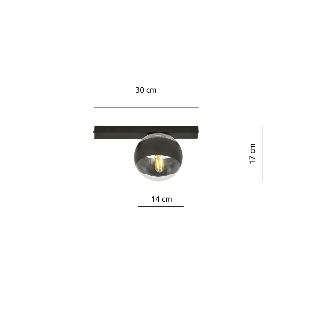 Emibig Stropna svjetiljka FIT 230V 10W MAX LED E14 Čelik/ Staklo Crna