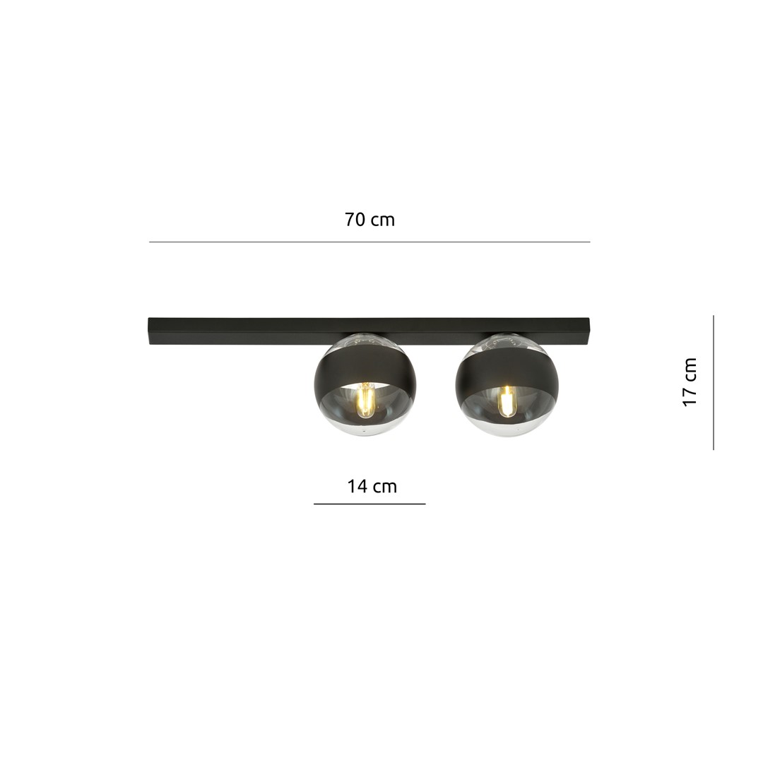 Emibig Stropna svjetiljka FIT 230V 10W MAX LED E14 Čelik/ Staklo Crna