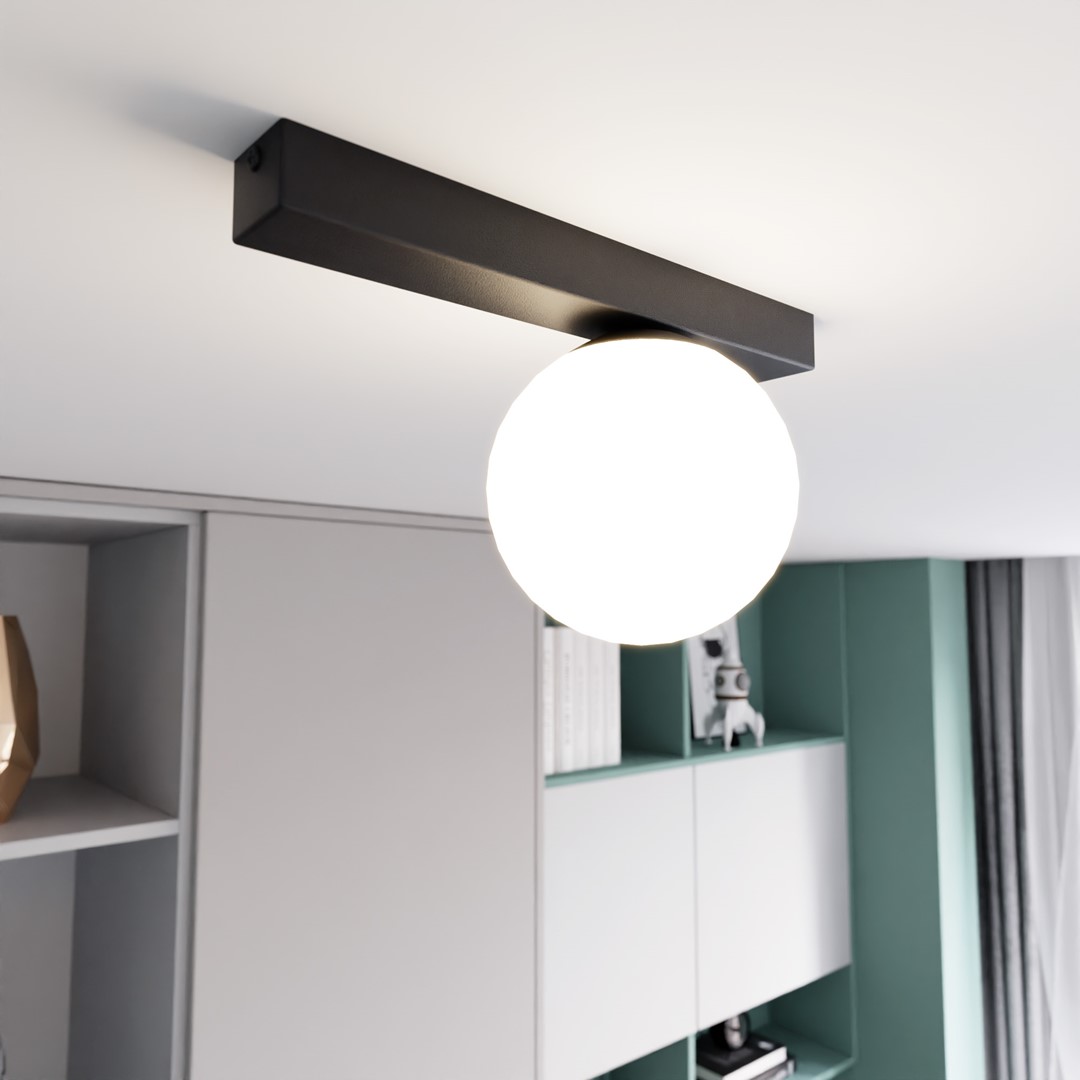 Emibig Stropna svjetiljka FIT 230V 10W MAX LED E14 Čelik/ Staklo Crna