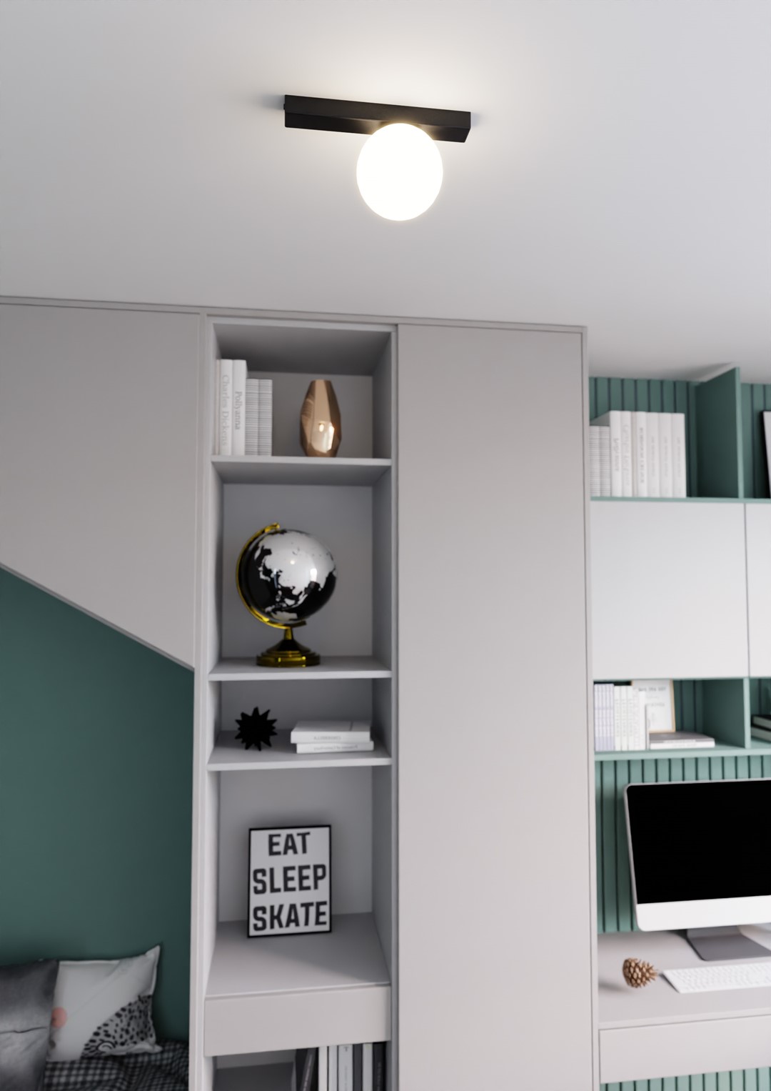 Emibig Stropna svjetiljka FIT 230V 10W MAX LED E14 Čelik/ Staklo Crna