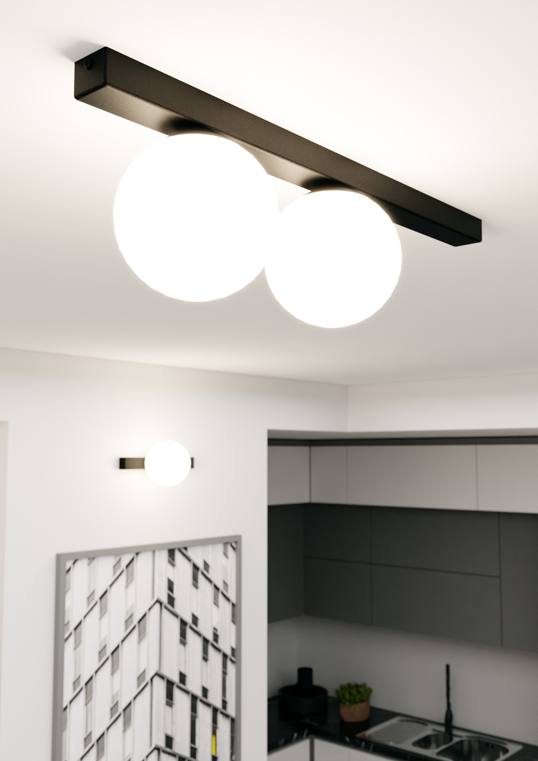 Emibig Stropna svjetiljka FIT 230V 10W MAX LED E14 Čelik/ Staklo Crna