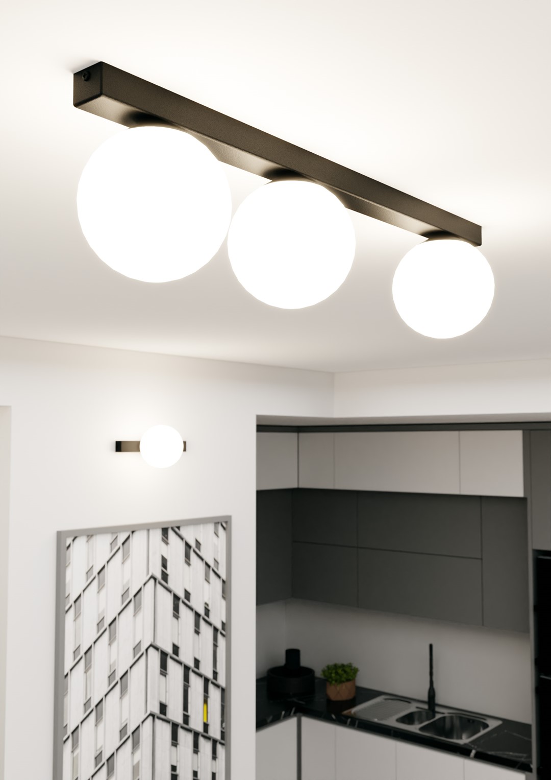 Emibig Stropna svjetiljka FIT 230V 10W MAX LED E14 Čelik/ Staklo Crna