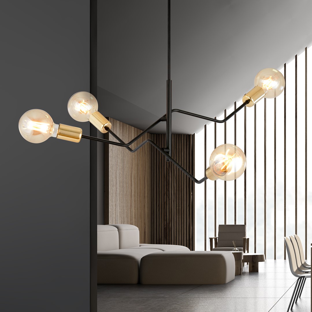 Emibig Stropna svjetiljka BOLT 230V 15W MAX LED E27 Čelik Crna