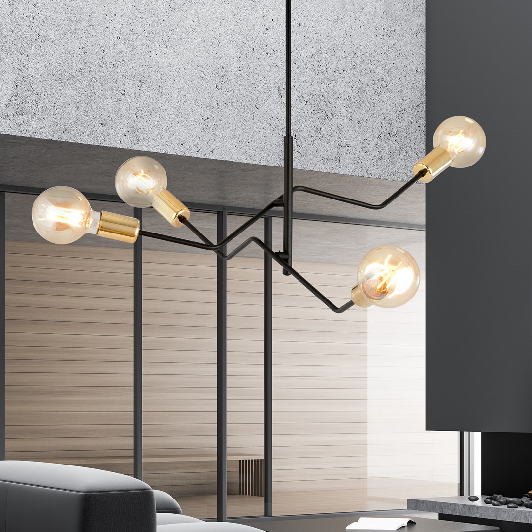 Emibig Stropna svjetiljka BOLT 230V 15W MAX LED E27 Čelik Crna