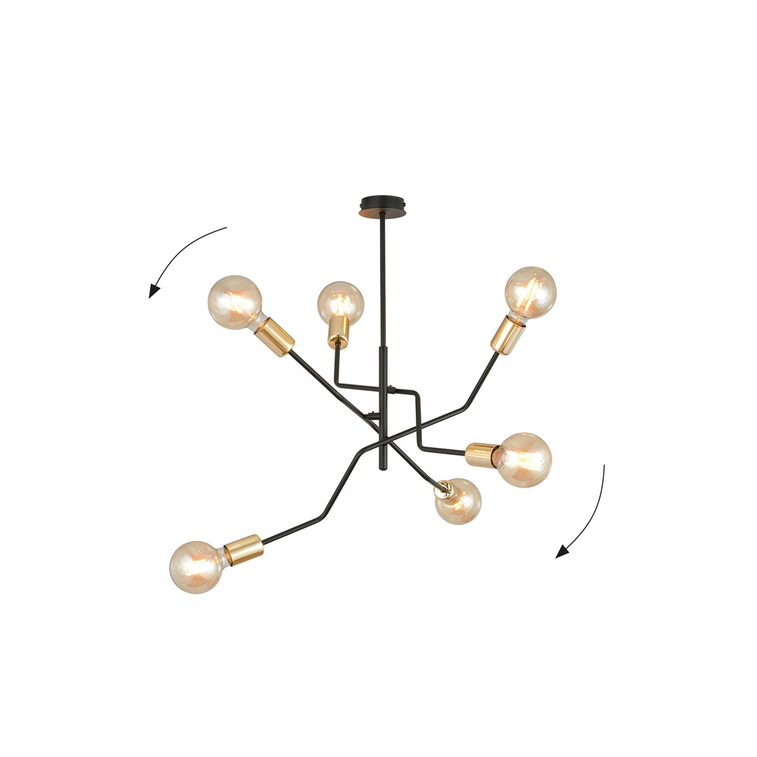 Emibig Stropna svjetiljka BOLT 230V 15W MAX LED E27 Čelik Crna