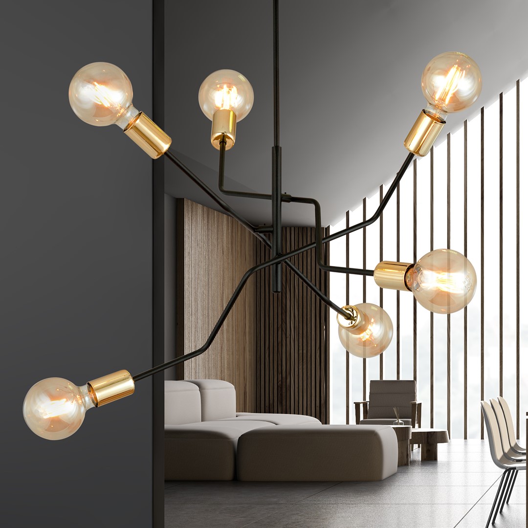 Emibig Stropna svjetiljka BOLT 230V 15W MAX LED E27 Čelik Crna