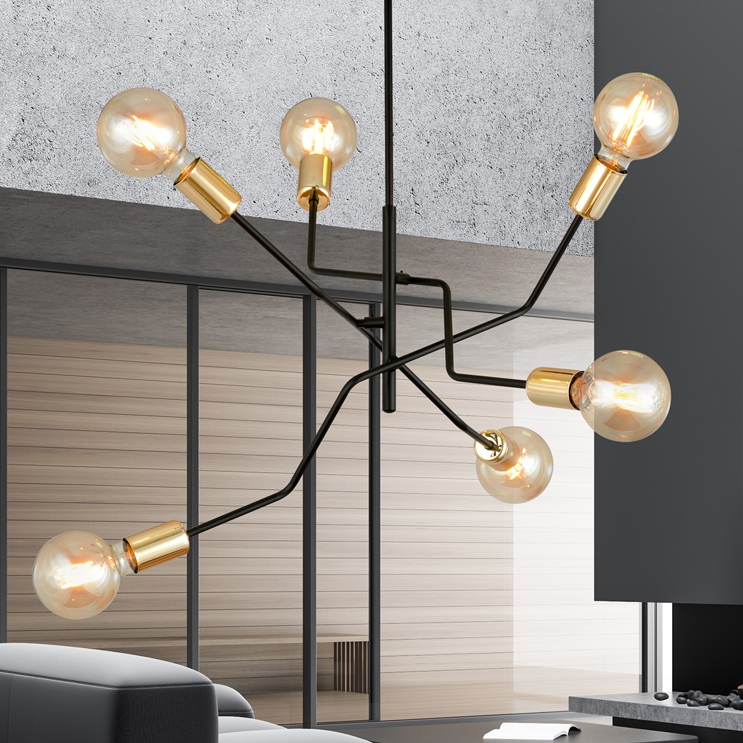 Emibig Stropna svjetiljka BOLT 230V 15W MAX LED E27 Čelik Crna