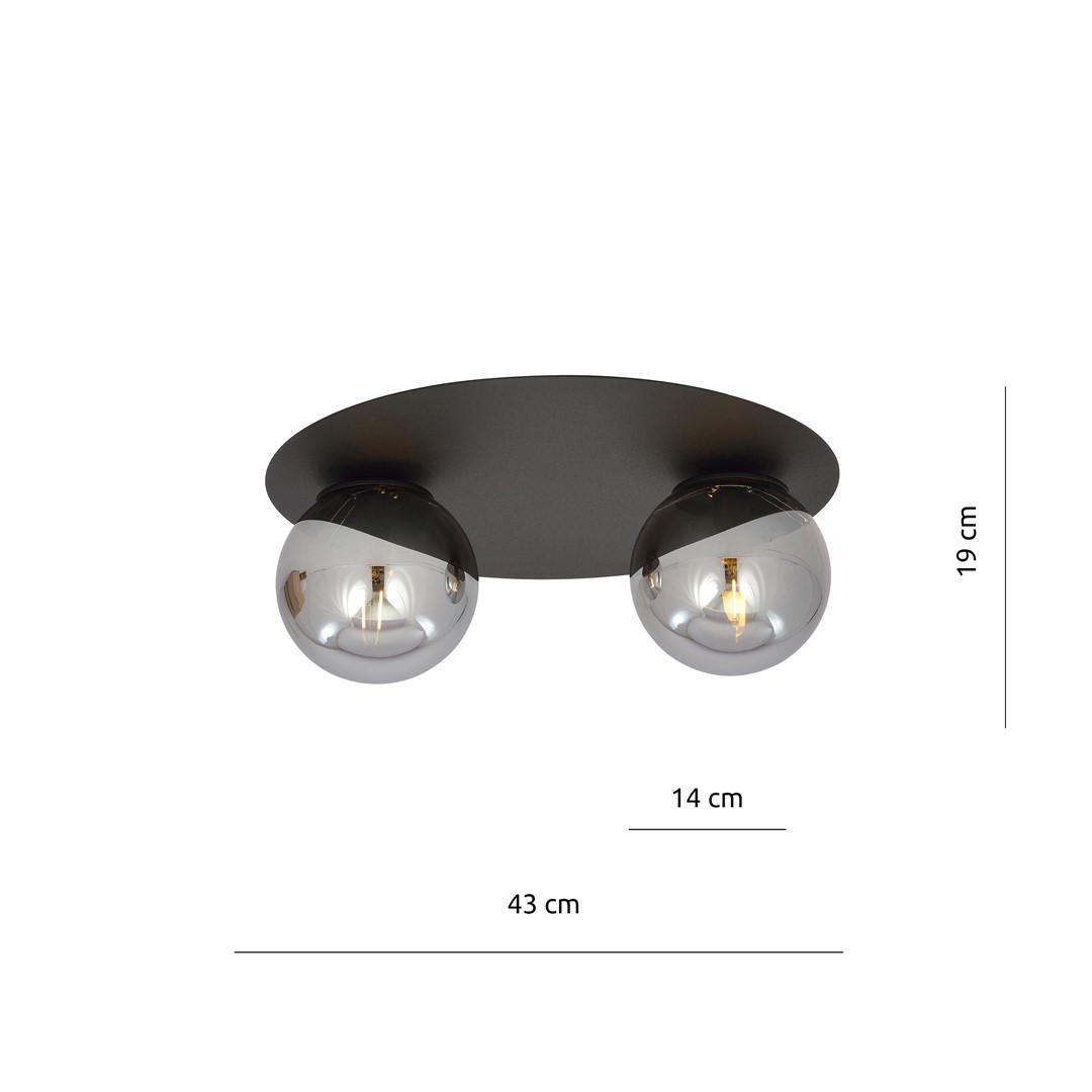 Emibig Stropna svjetiljka SOLAR 230V 10W MAX LED E14 Čelik/ Staklo Crna