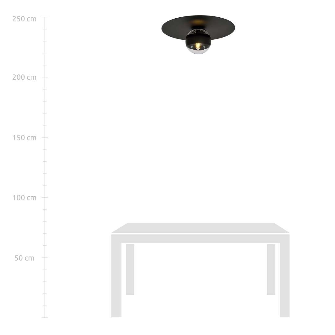 Emibig Stropna svjetiljka SOLAR 230V 10W MAX LED E14 Čelik/ Staklo Crna