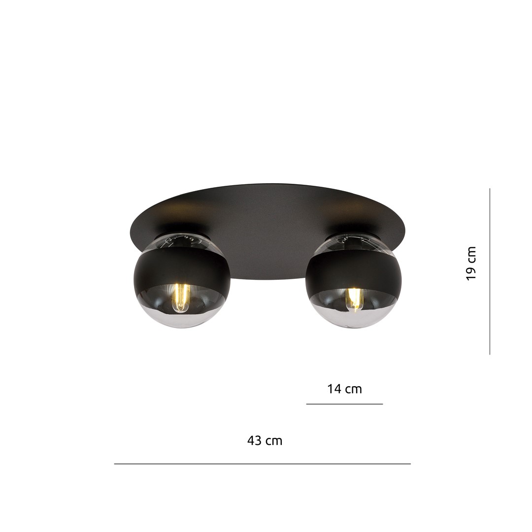 Emibig Stropna svjetiljka SOLAR 230V 10W MAX LED E14 Čelik/ Staklo Crna
