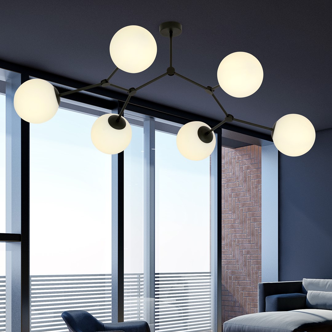 Emibig Stropna svjetiljka SPACE 230V 10W MAX LED E14 Čelik/ Staklo Crna