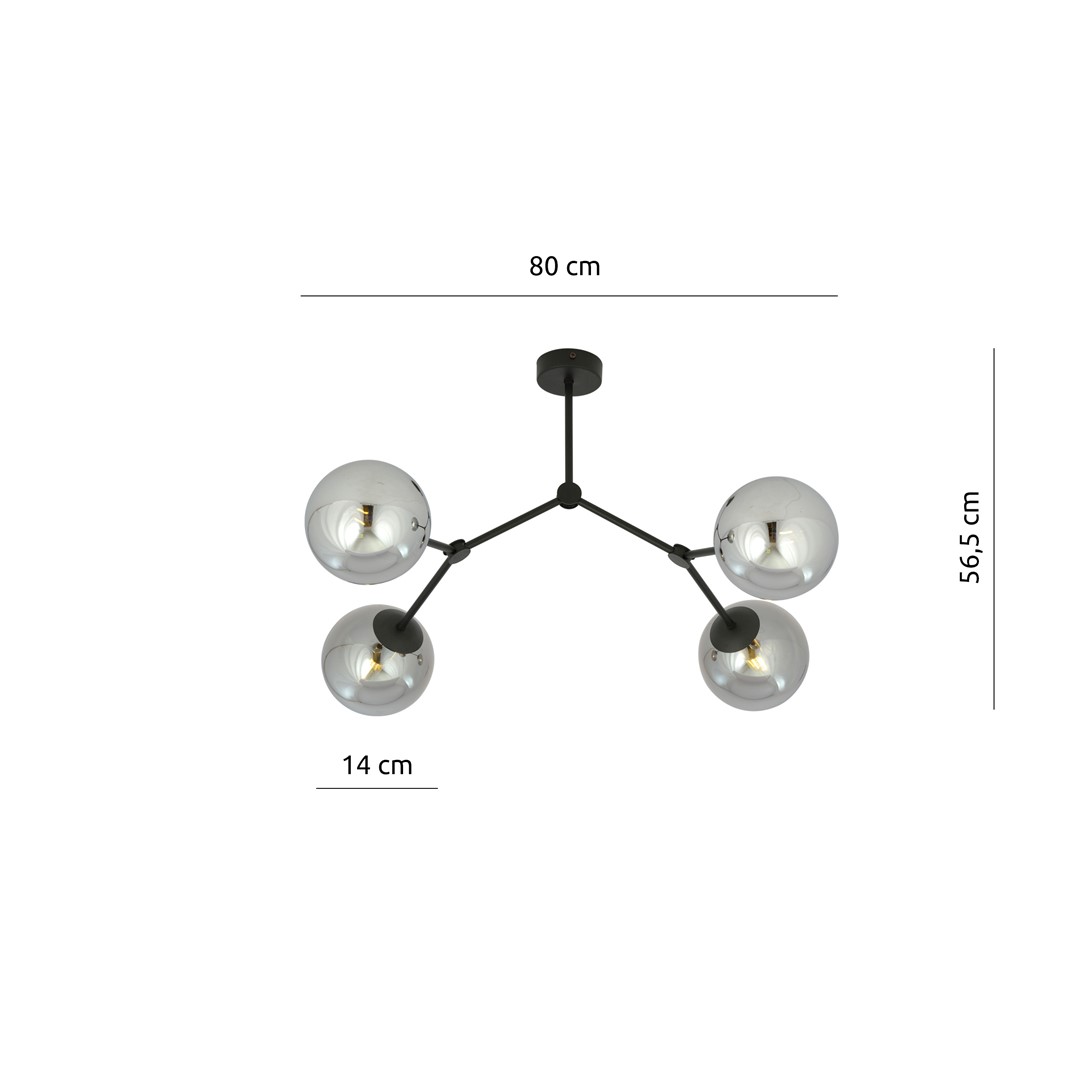 Emibig Stropna svjetiljka SPACE 230V 10W MAX LED E14 Čelik/ Staklo Crna
