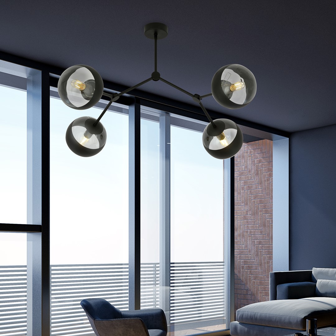 Emibig Stropna svjetiljka SPACE 230V 10W MAX LED E14 Čelik/ Staklo Crna