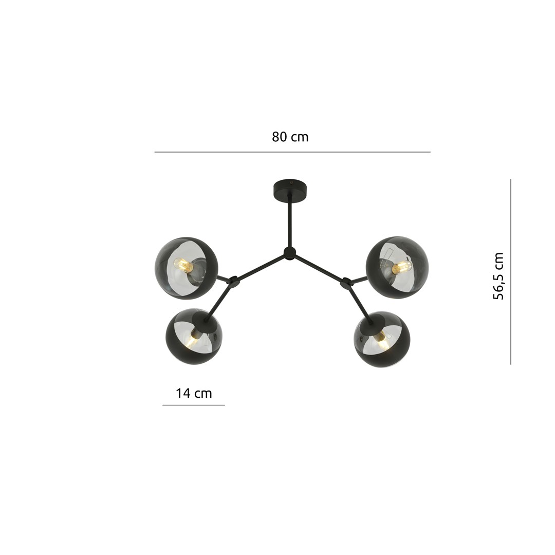 Emibig Stropna svjetiljka SPACE 230V 10W MAX LED E14 Čelik/ Staklo Crna