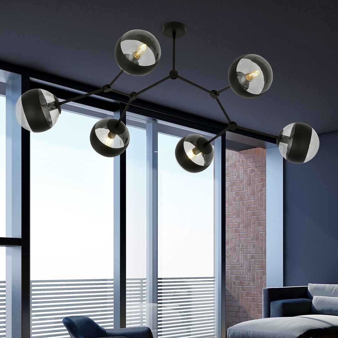 Emibig Stropna svjetiljka SPACE 230V 10W MAX LED E14 Čelik/ Staklo Crna