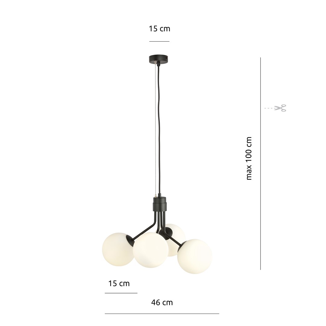 Emibig Visilica NOVA 230V 10W MAX LED E14 Čelik/ Staklo Crna