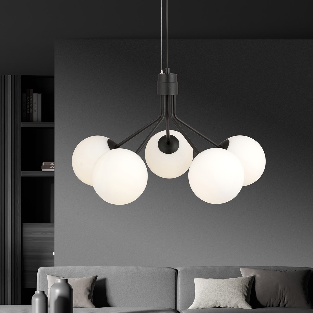 Emibig Visilica NOVA 230V 10W MAX LED E14 Čelik/ Staklo Crna