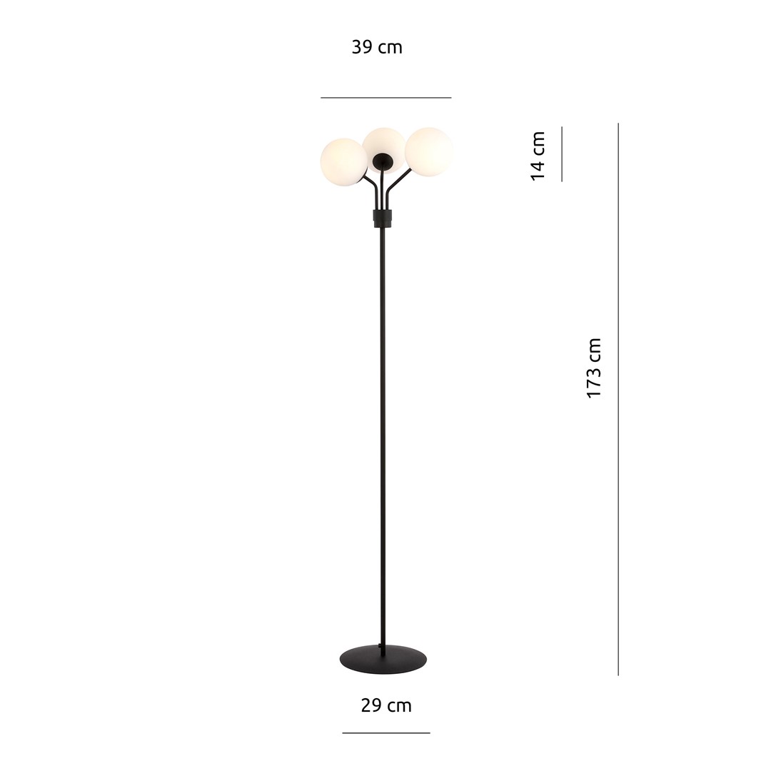 Emibig Podna lampa NOVA 230V 10W MAX LED E14 Čelik/ Staklo Crna