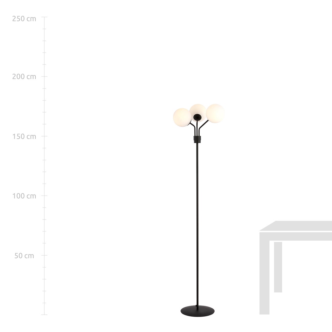 Emibig Podna lampa NOVA 230V 10W MAX LED E14 Čelik/ Staklo Crna
