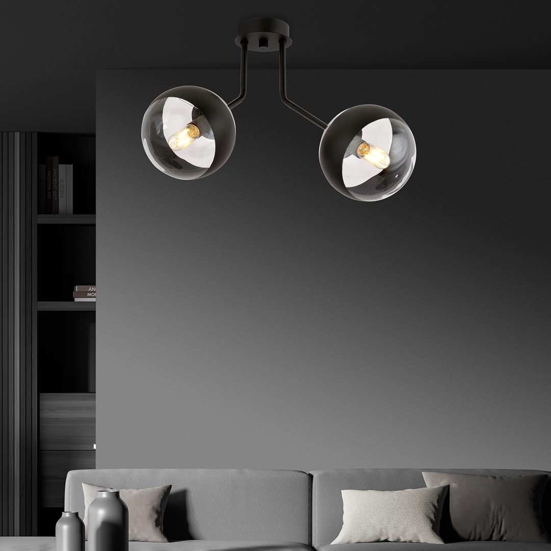 Emibig Stropna svjetiljka NOVA 230V 10W MAX LED E14 Čelik/ Staklo Crna