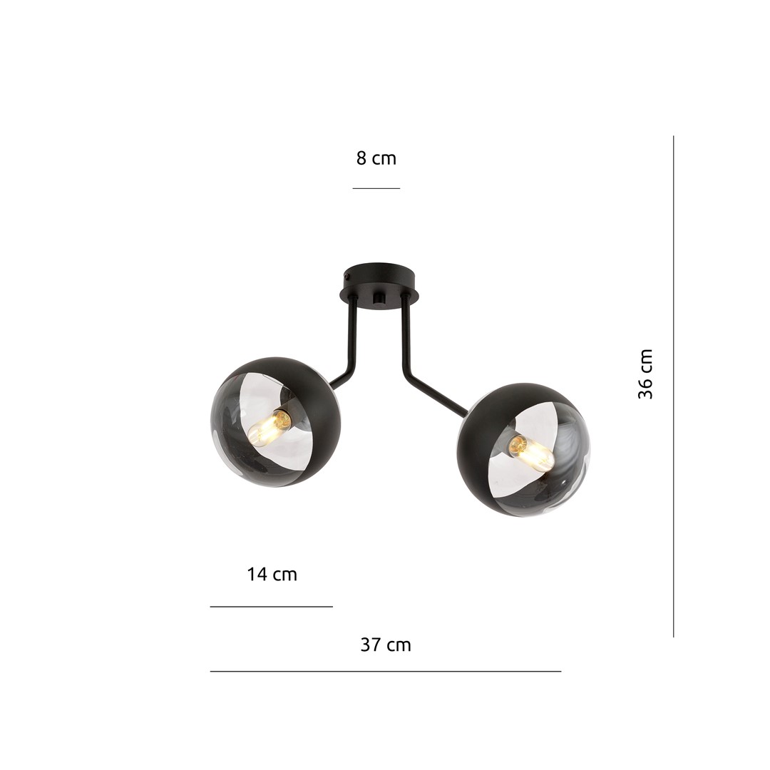 Emibig Stropna svjetiljka NOVA 230V 10W MAX LED E14 Čelik/ Staklo Crna