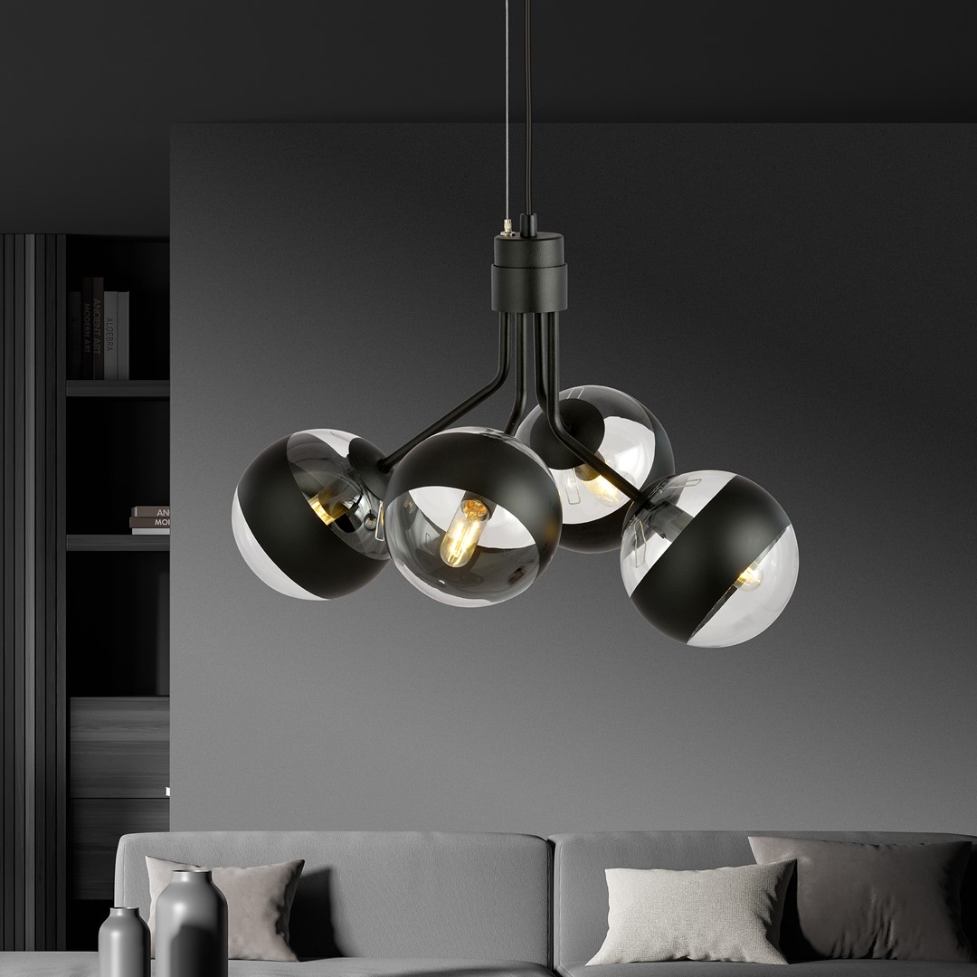 Emibig Visilica NOVA 230V 10W MAX LED E14 Čelik/ Staklo Crna