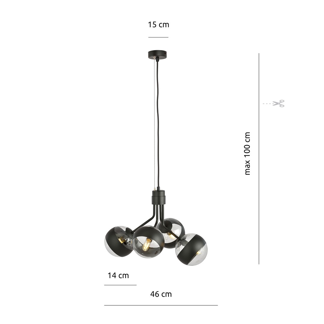 Emibig Visilica NOVA 230V 10W MAX LED E14 Čelik/ Staklo Crna