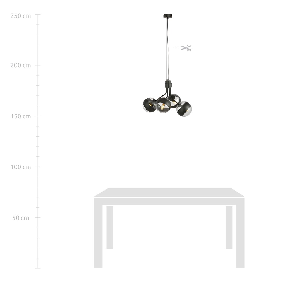 Emibig Visilica NOVA 230V 10W MAX LED E14 Čelik/ Staklo Crna