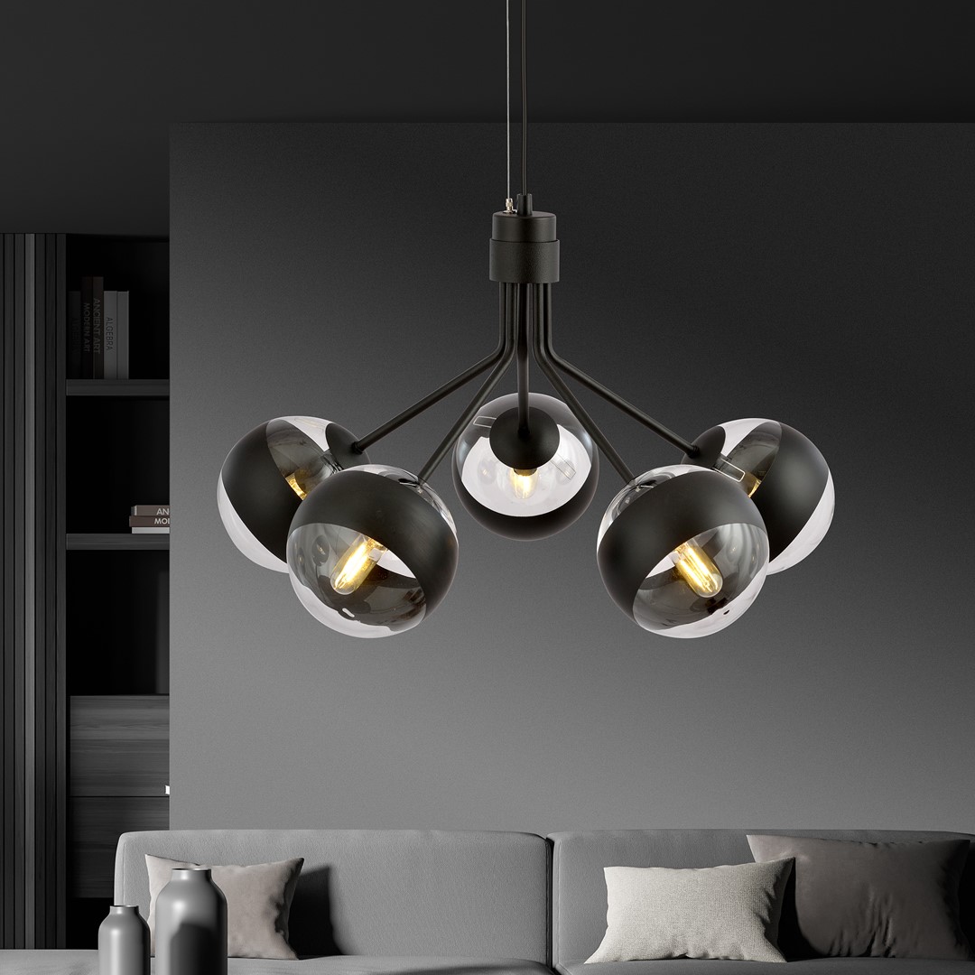 Emibig Visilica NOVA 230V 10W MAX LED E14 Čelik/ Staklo Crna