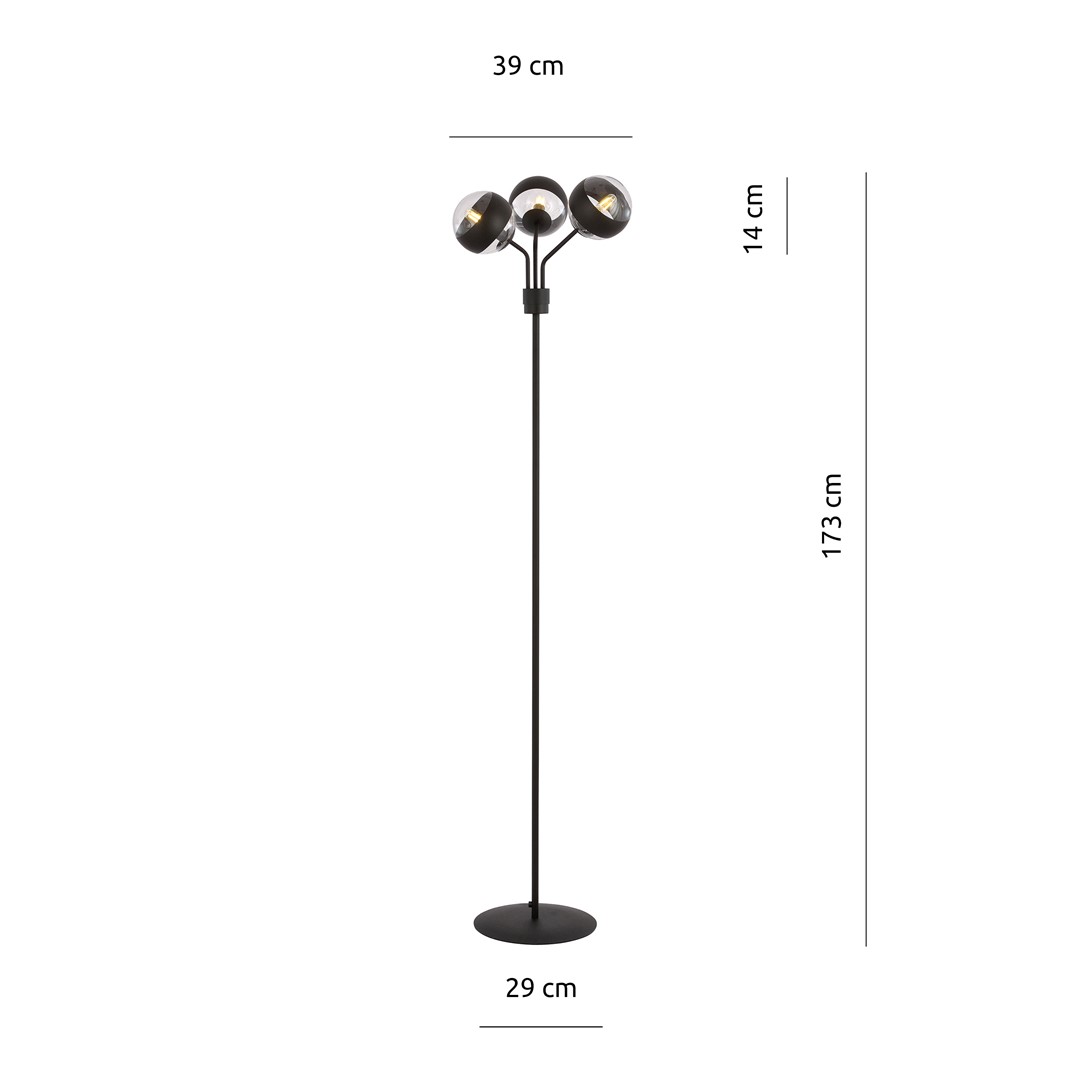 Emibig Podna lampa NOVA 230V 10W MAX LED E14 Čelik/ Staklo Crna