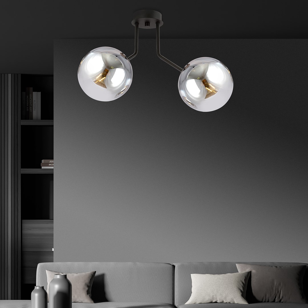 Emibig Stropna svjetiljka NOVA 230V 10W MAX LED E14 Čelik/ Staklo Crna