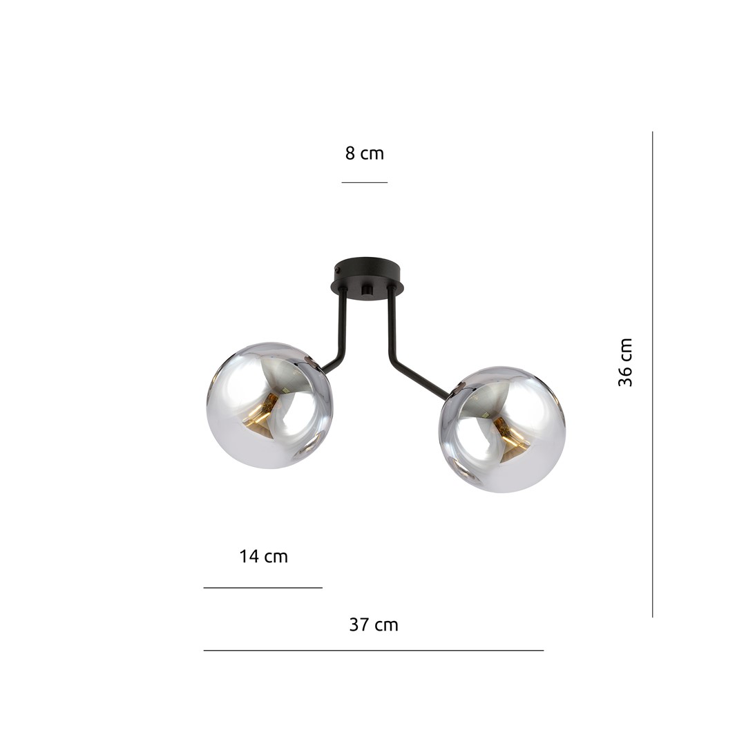 Emibig Stropna svjetiljka NOVA 230V 10W MAX LED E14 Čelik/ Staklo Crna