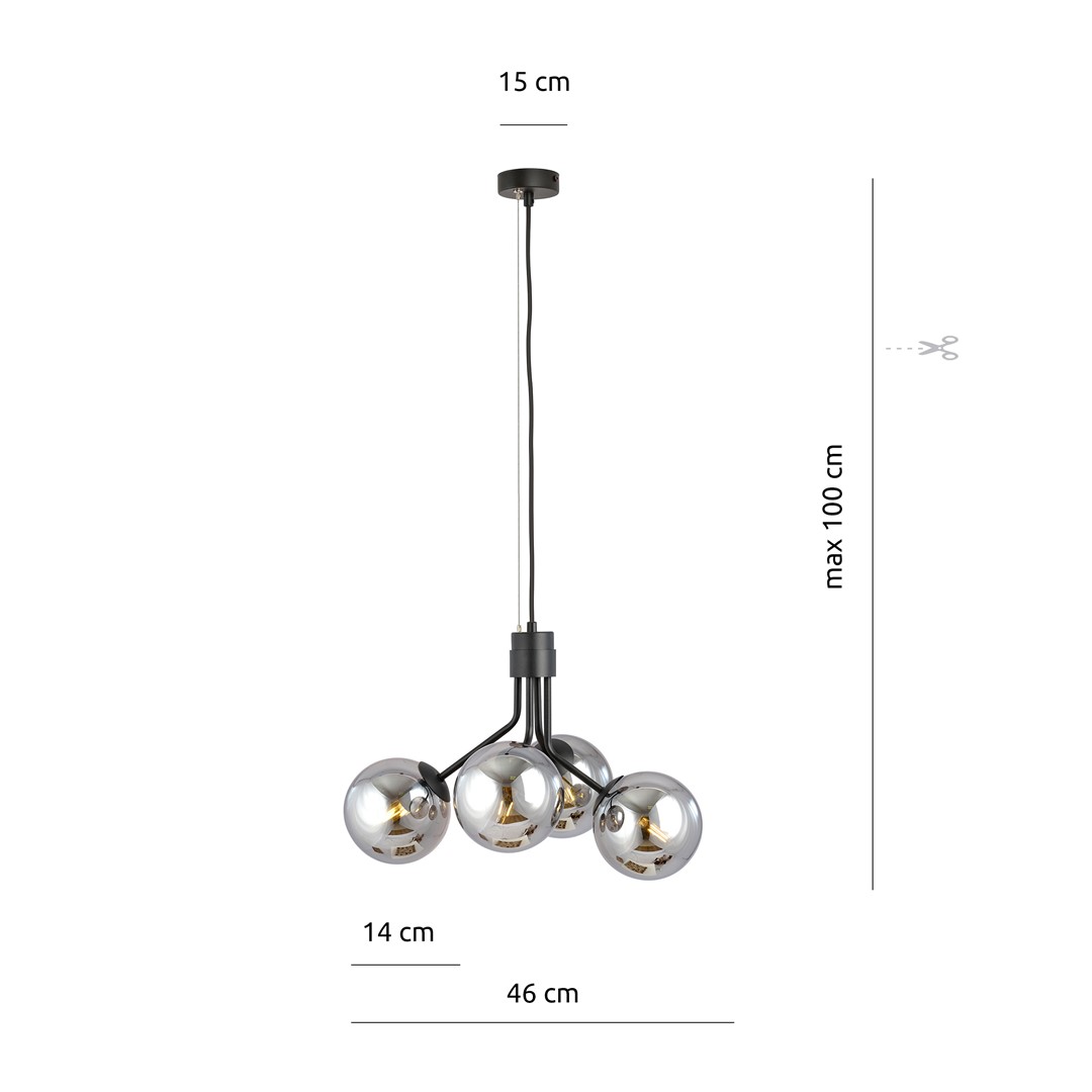 Emibig Visilica NOVA 230V 10W MAX LED E14 Čelik/ Staklo Crna