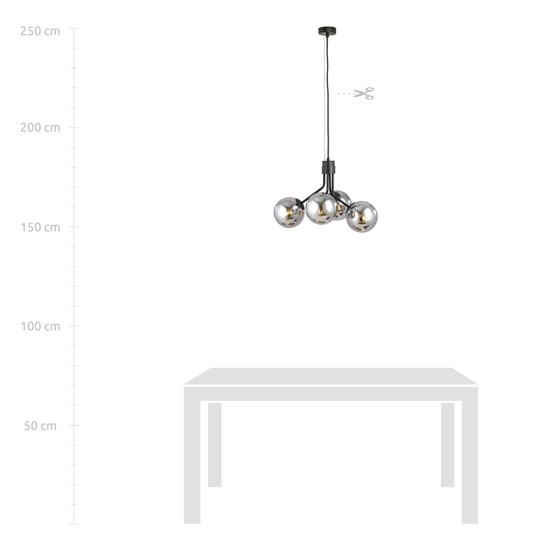 Emibig Visilica NOVA 230V 10W MAX LED E14 Čelik/ Staklo Crna