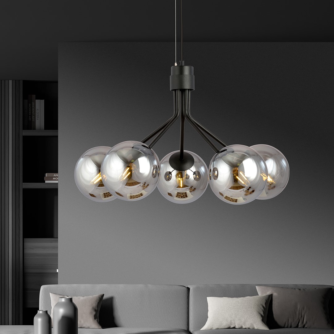 Emibig Visilica NOVA 230V 10W MAX LED E14 Čelik/ Staklo Crna