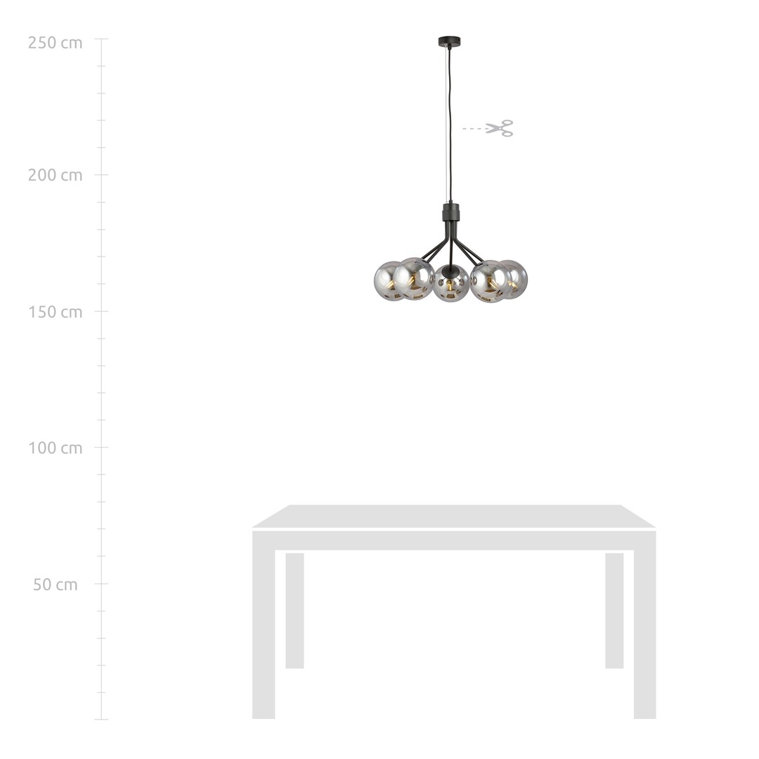 Emibig Visilica NOVA 230V 10W MAX LED E14 Čelik/ Staklo Crna