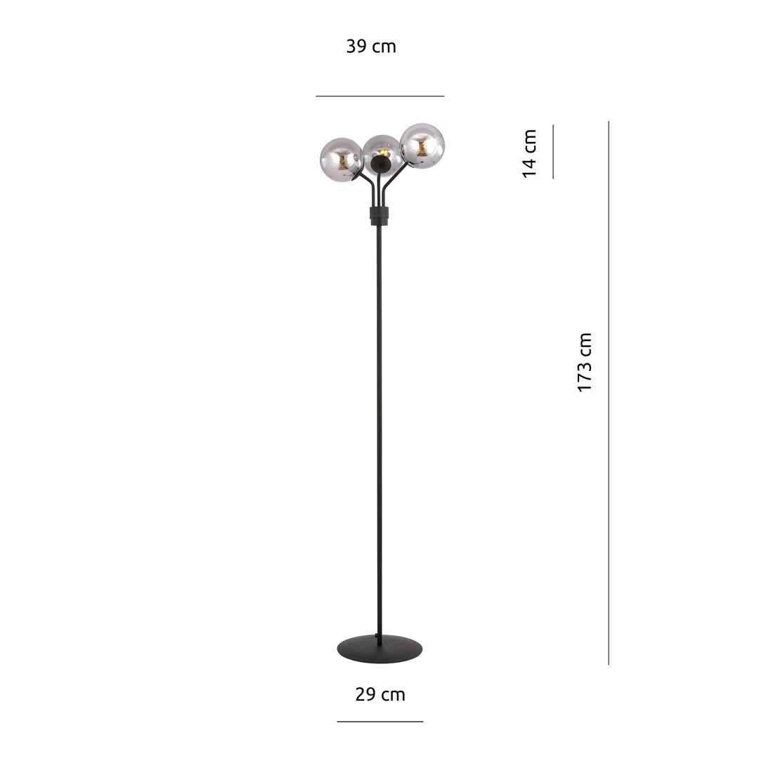 Emibig Podna lampa NOVA 230V 10W MAX LED E14 Čelik/ Staklo Crna