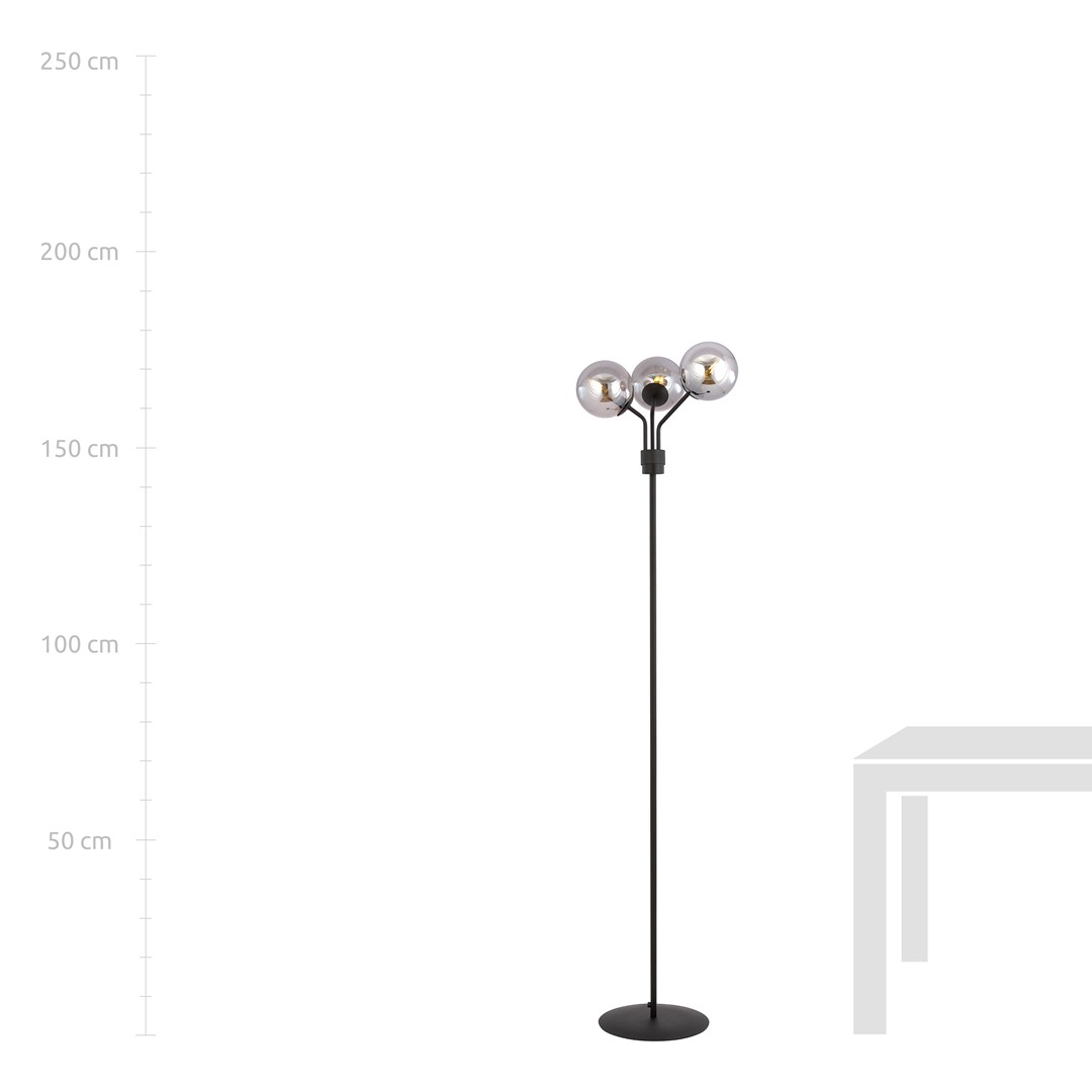 Emibig Podna lampa NOVA 230V 10W MAX LED E14 Čelik/ Staklo Crna
