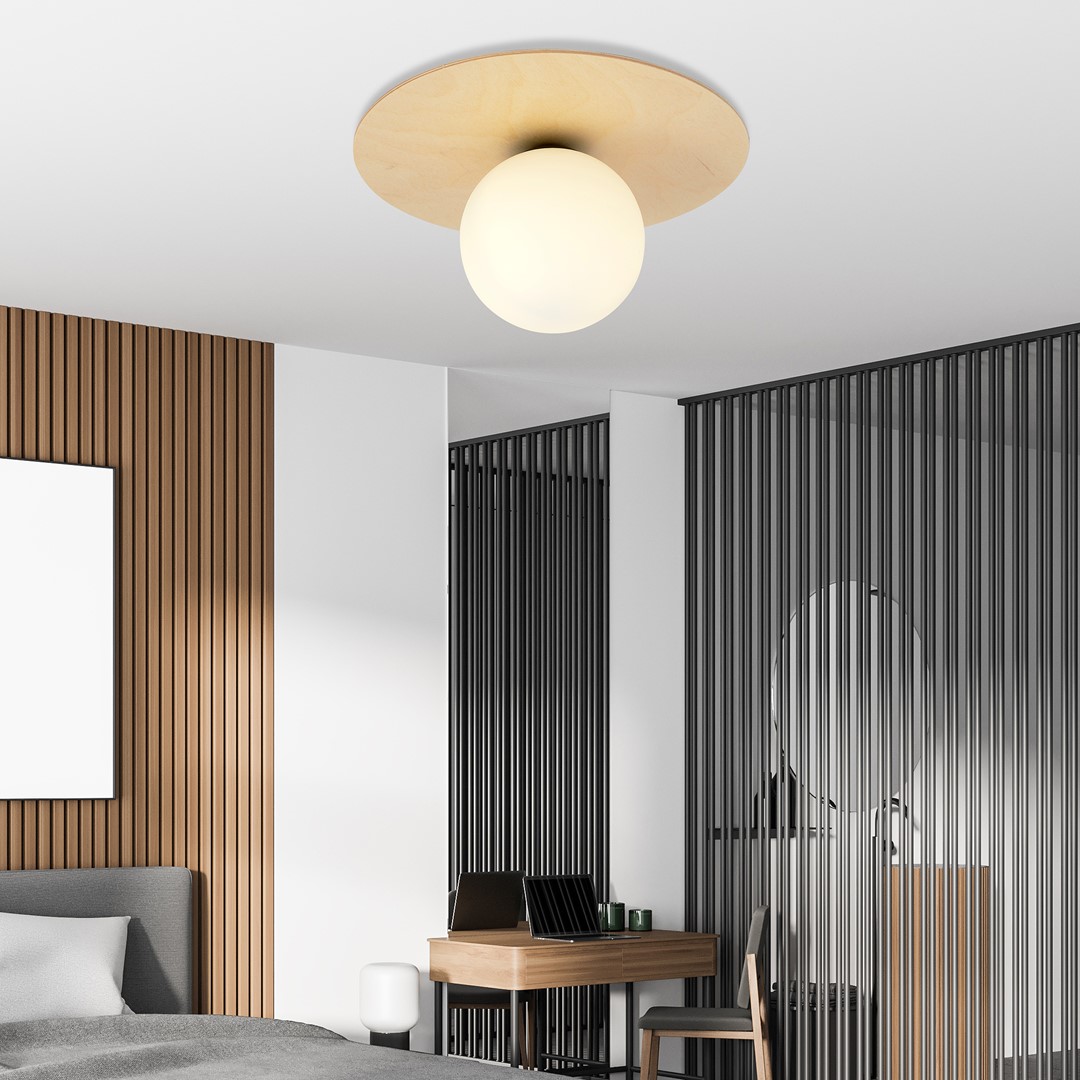 Emibig Stropna svjetiljka KENZO 230V 10W MAX LED E14 Čelik/ Staklo/ Šperploča Smeđa