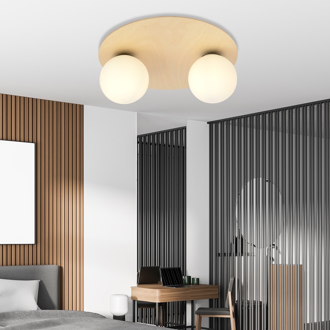 Emibig Stropna svjetiljka KENZO 230V 10W MAX LED E14 Čelik/ Staklo/ Šperploča Smeđa