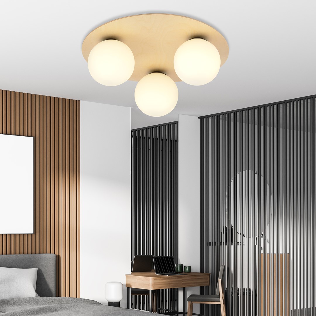 Emibig Stropna svjetiljka KENZO 230V 10W MAX LED E14 Čelik/ Staklo/ Šperploča Smeđa
