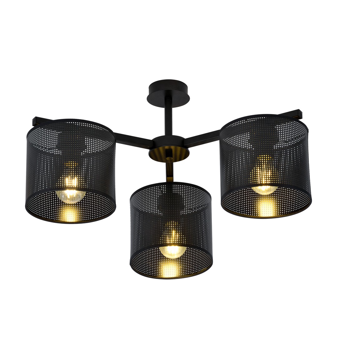 Emibig Stropna svjetiljka JORDAN 230V 15W MAX LED E27 Čelik/ Tkanina Crna