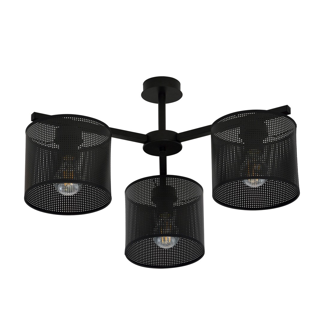 Emibig Stropna svjetiljka JORDAN 230V 15W MAX LED E27 Čelik/ Tkanina Crna