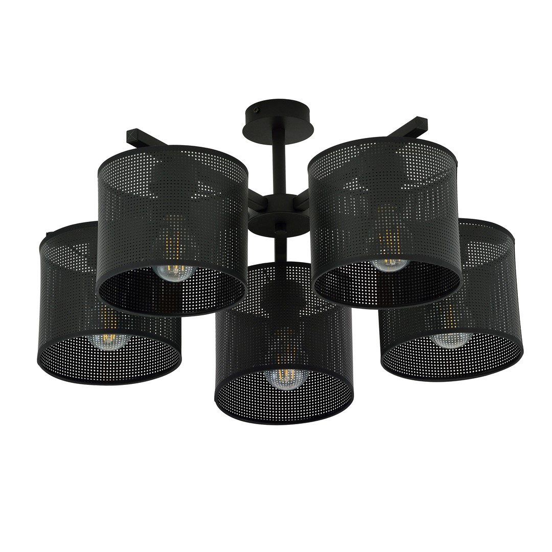 Emibig Stropna svjetiljka JORDAN 230V 15W MAX LED E27 Čelik/ Tkanina Crna