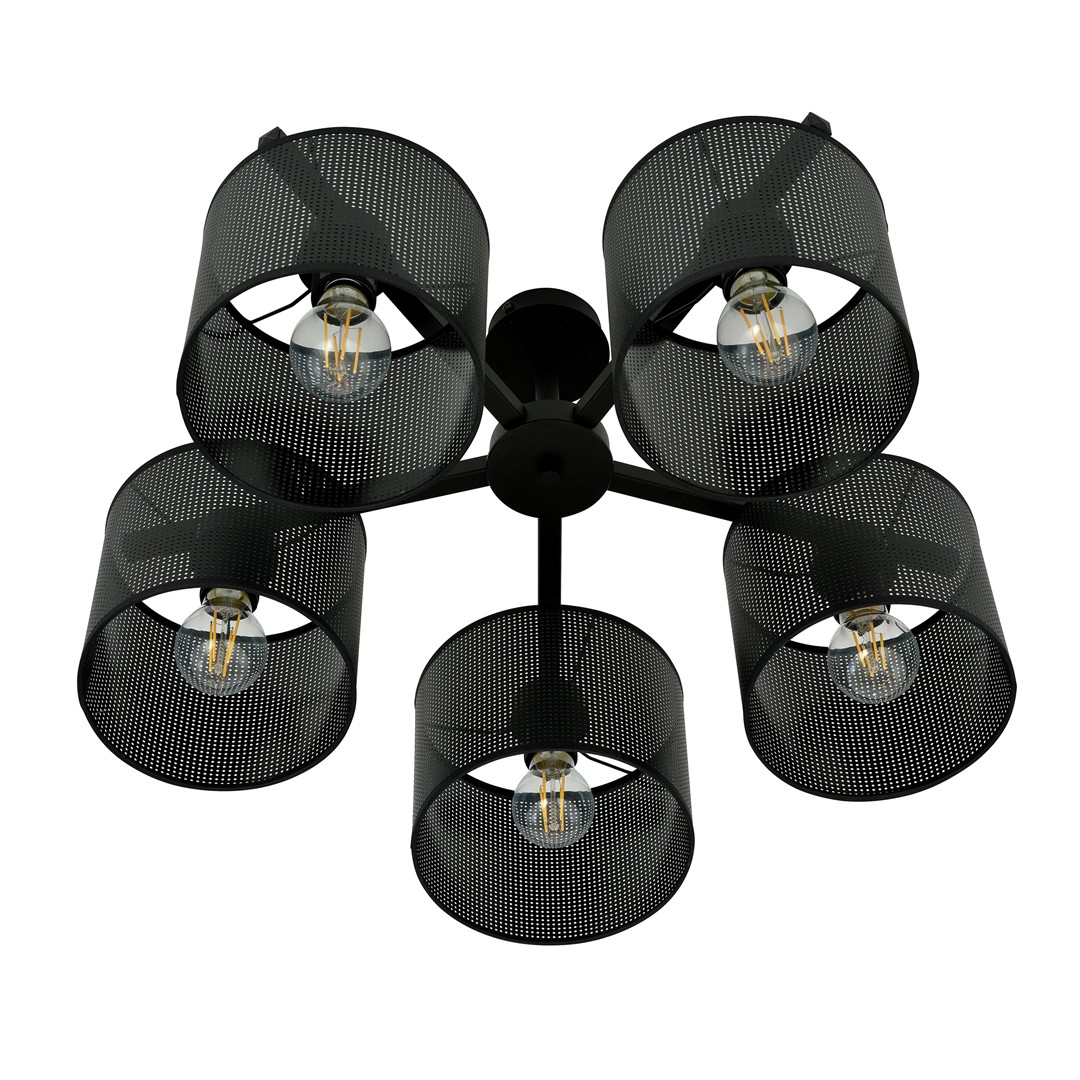 Emibig Stropna svjetiljka JORDAN 230V 15W MAX LED E27 Čelik/ Tkanina Crna
