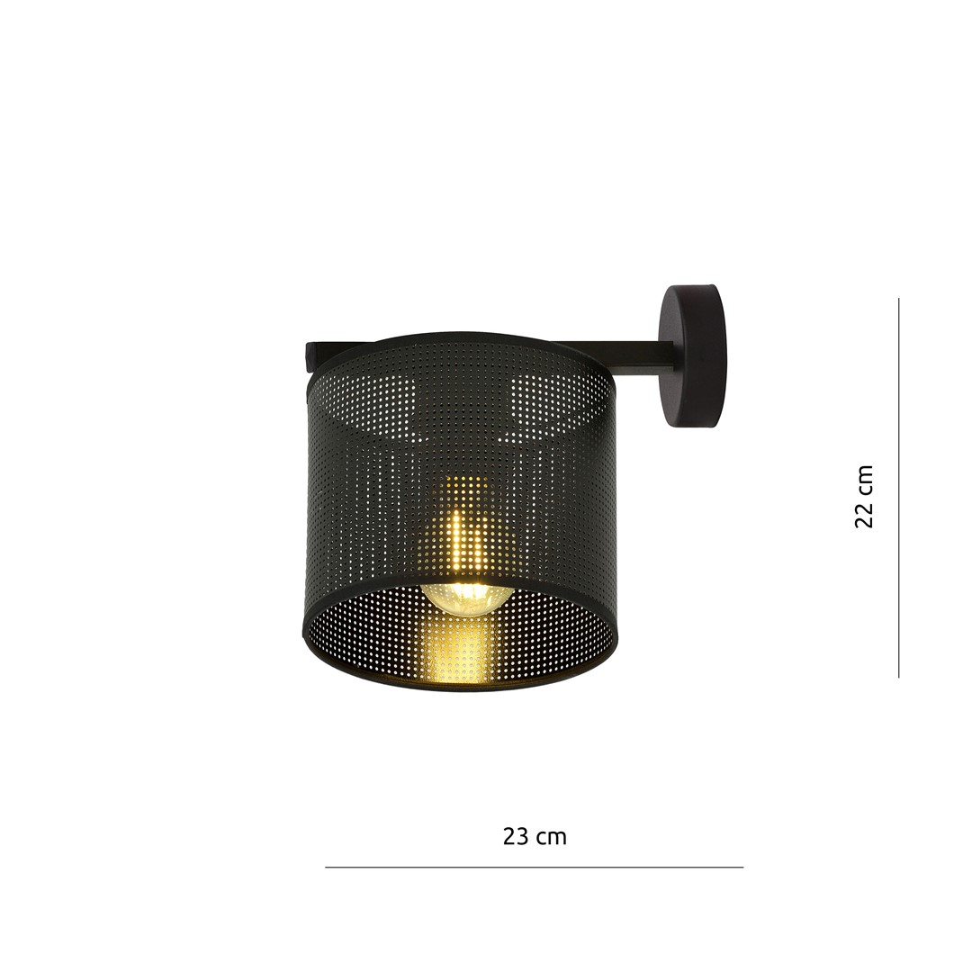 Emibig Zidna lampa JORDAN 230V 15W MAX LED E27 Čelik/ Tkanina Crna