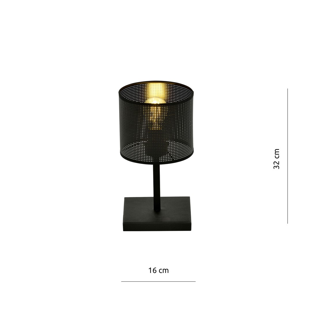 Emibig Stolna lampa JORDAN 230V 15W MAX LED E27 Čelik/ Tkanina Crna