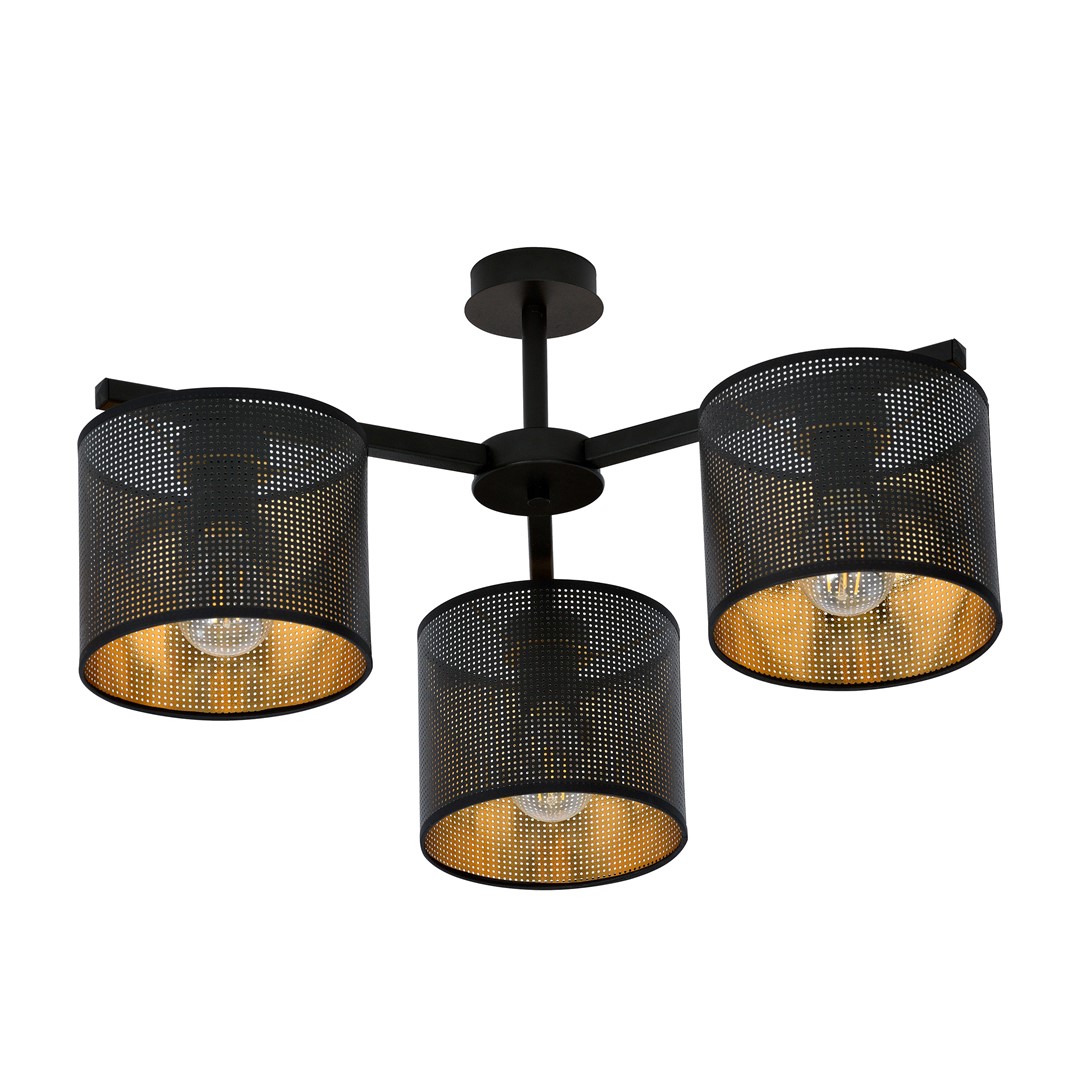 Emibig Stropna svjetiljka JORDAN 230V 15W MAX LED E27 Čelik/ Tkanina Crna