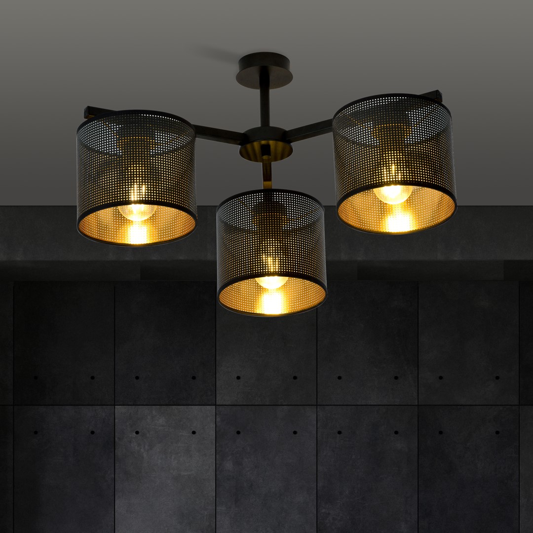 Emibig Stropna svjetiljka JORDAN 230V 15W MAX LED E27 Čelik/ Tkanina Crna